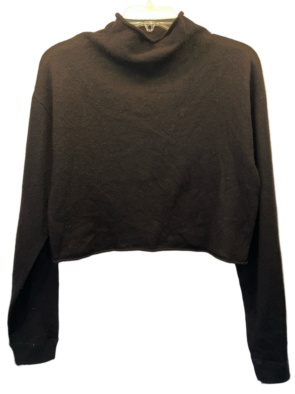 Reformation Black Cropped Turtleneck Cashmere Sweater